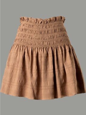 vestique Tan Smocked A-Line Mini Skirt